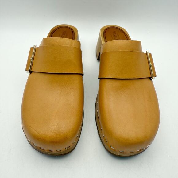 Swedish Hasbeens Womens Slejf Clog EU 37 US 7 Brown Leather Wood Sole NWOB - Picture 5 of 11